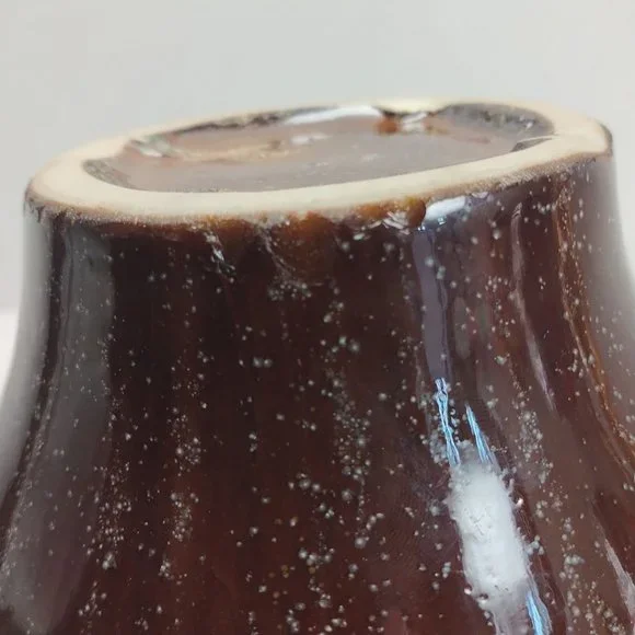 Brown Drip Glazed Pottery Art Vase 6.5" Home Decor - Picture 7 of 8